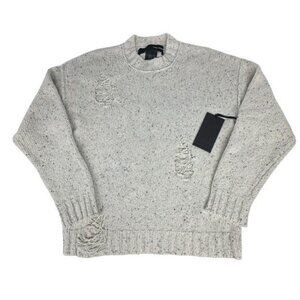 Isabel Benenato Men's M Distressed Effect Sweater Wool Crew Neck Oatmeal NWT